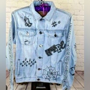Blue Denim Art Graphic Jacket Unisex Style